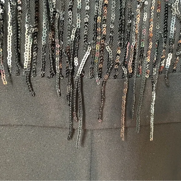 Eliza J Sequin Fringe Long Sleeve Jumpsuit Black 8 Evening Black Tie - Picture 10 of 14